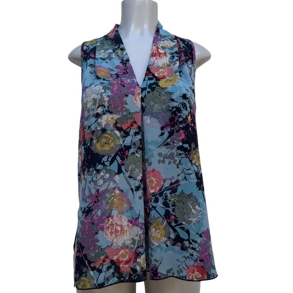 NWOT Spense Tunic Blouse Women's Small Multicolor Floral Sleeveless Hi-low